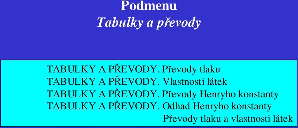 Vlastnosti látek TABULKY A PŘEVODY.