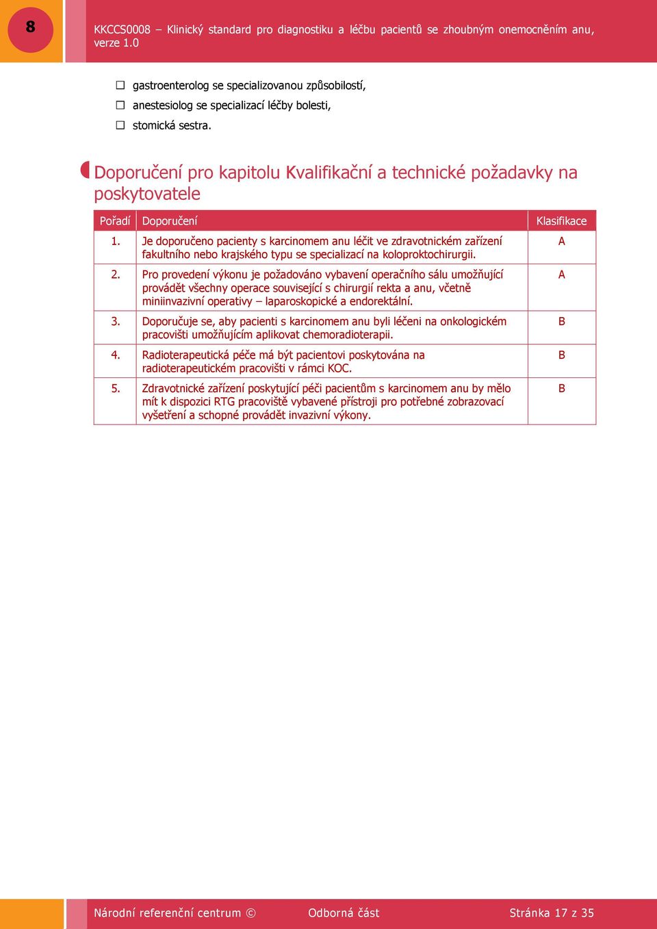 Je doporučeno pacienty s karcinomem anu léčit ve zdravotnickém zařízení fakultního nebo krajského typu se specializací na koloproktochirurgii. 2.