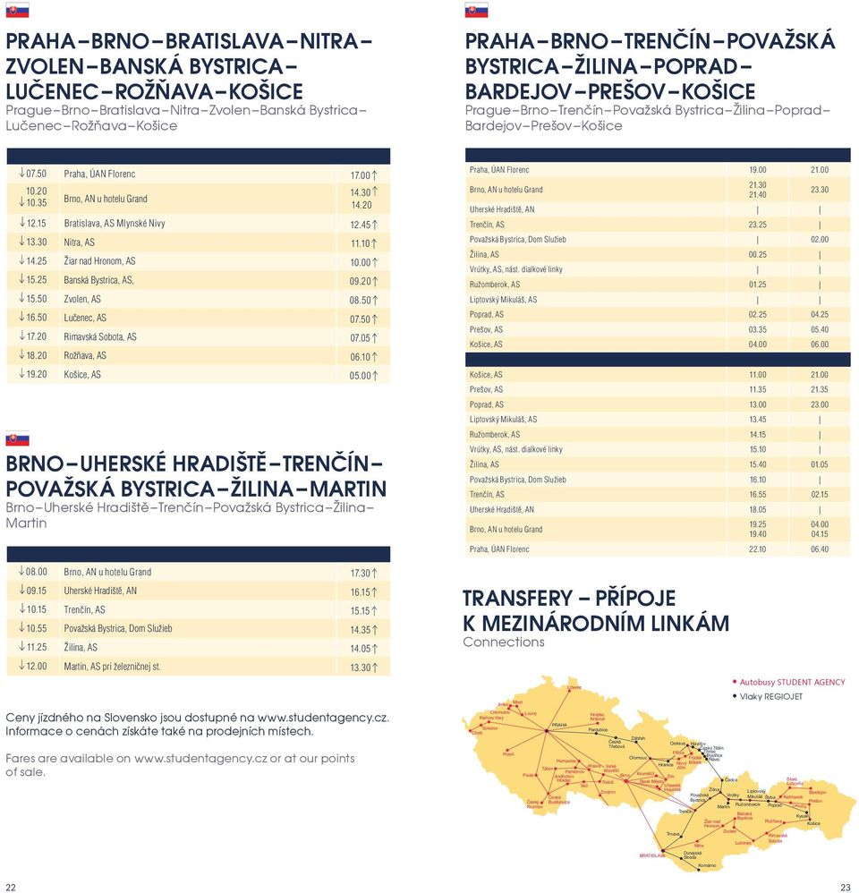 15 Bratislava, AS Mlynské Nivy 12.45 13.30 Nitra, AS 11.10 14.25 Žiar nad Hronom, AS 10.00 15.25 Banská Bystrica, AS, 09.20 15.50 Zvolen, AS 08.50 16.50 Lučenec, AS 07.50 17.20 Rimavská Sobota, AS 07.