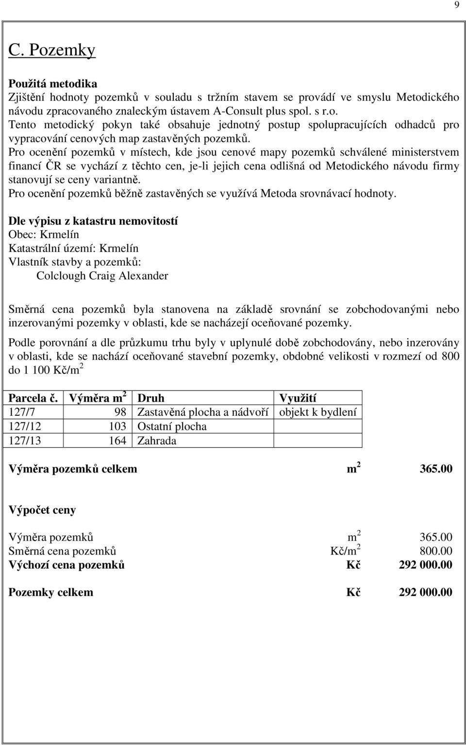 variantně. Pro ocenění pozemků běžně zastavěných se využívá Metoda srovnávací hodnoty.