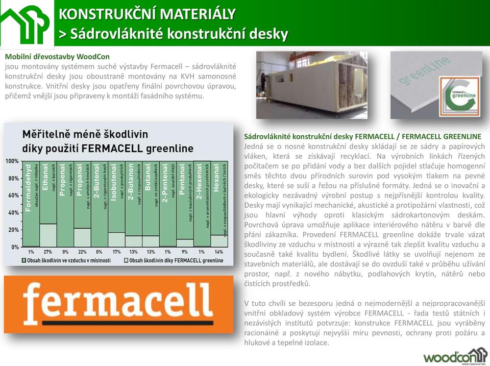 Sádrovláknité konstrukční desky FERMACELL / FERMACELL GREENLINE Jedná se o nosné konstrukční desky skládají se ze sádry a papírových vláken, která se získávají recyklací.