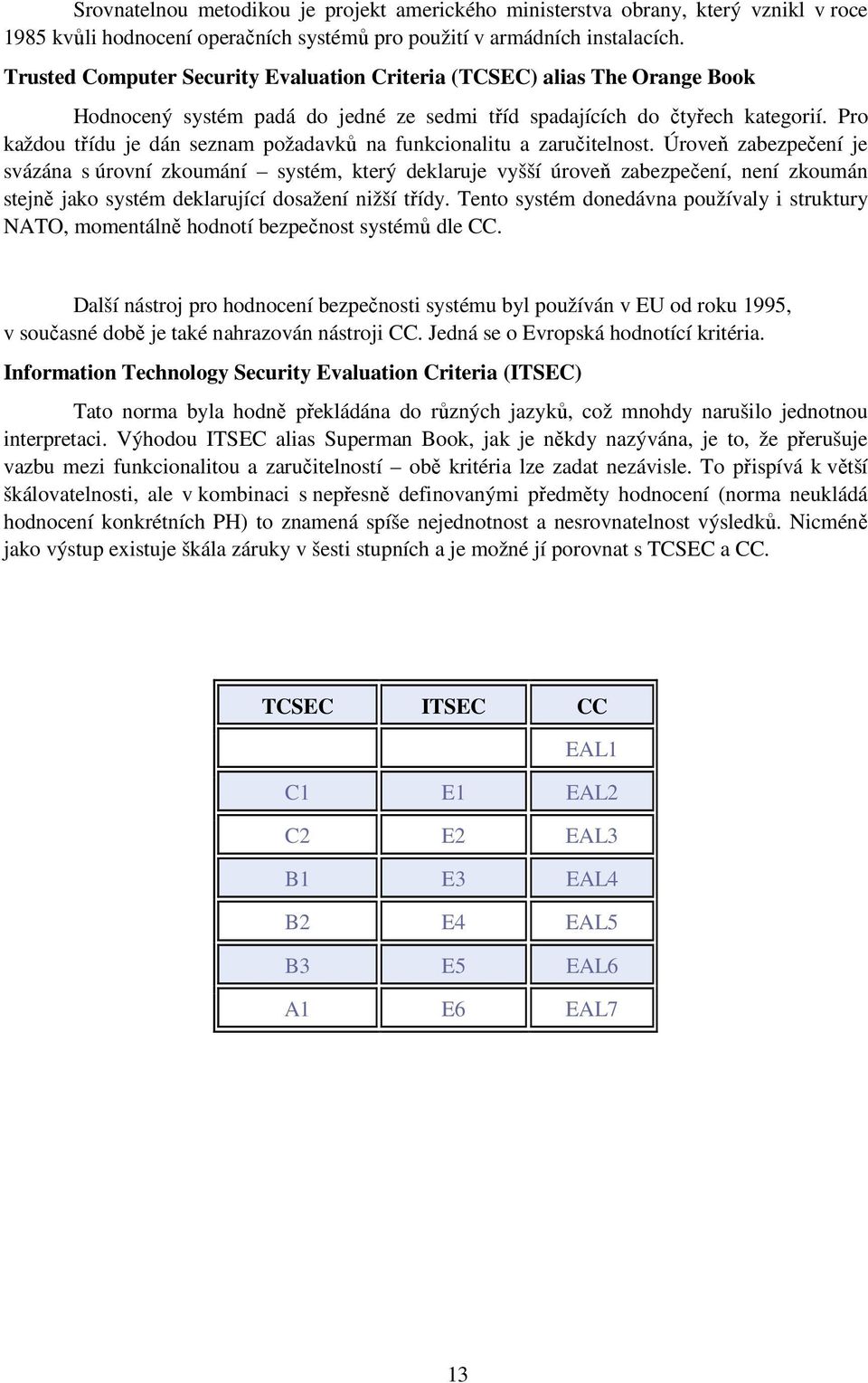 Pro každou třídu je dán seznam požadavků na funkcionalitu a zaručitelnost.