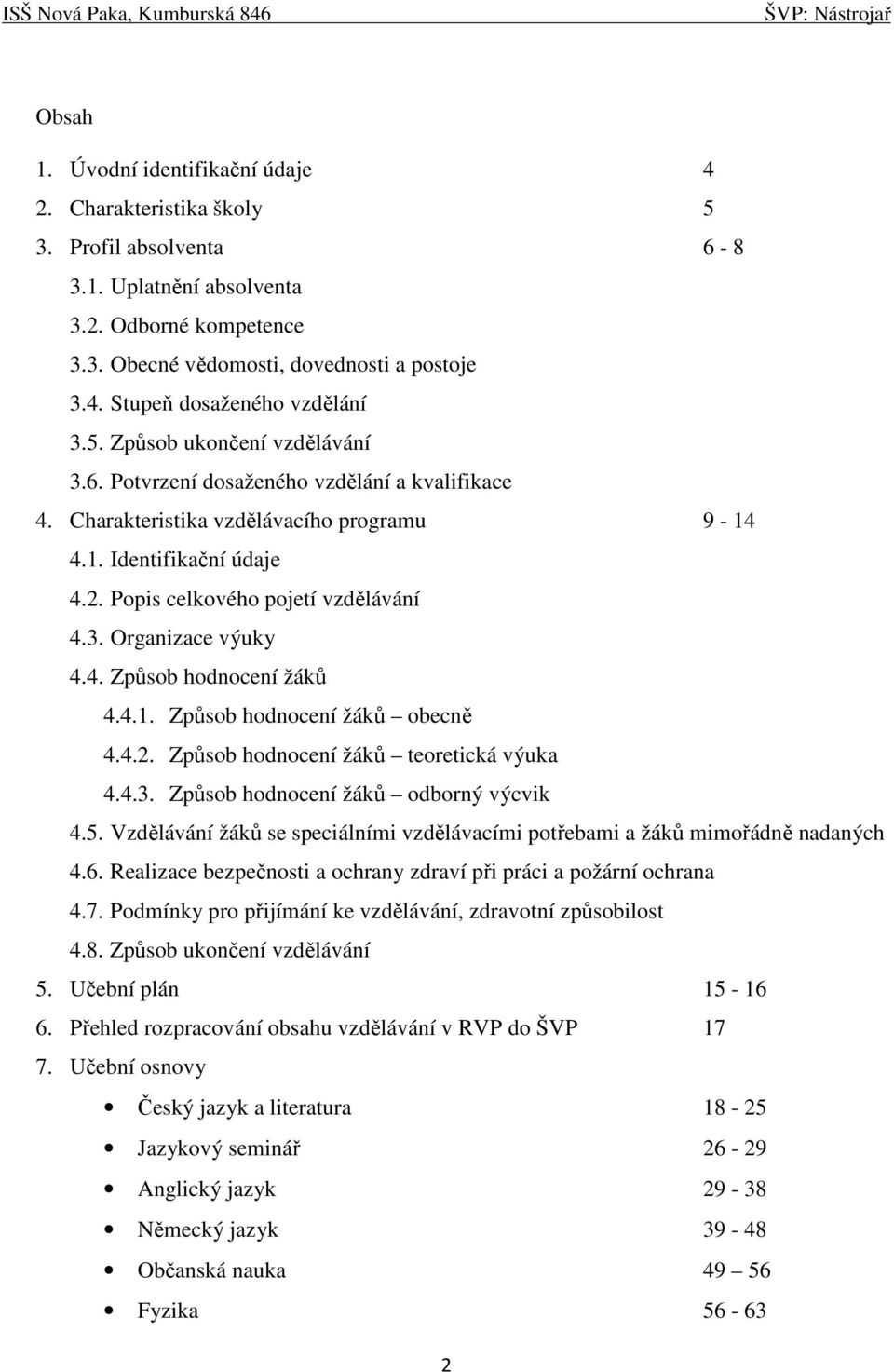 4. Způsob hodnocení žáků 4.4.1. Způsob hodnocení žáků obecně 4.4.2. Způsob hodnocení žáků teoretická výuka 4.4.3. Způsob hodnocení žáků odborný výcvik 4.5.