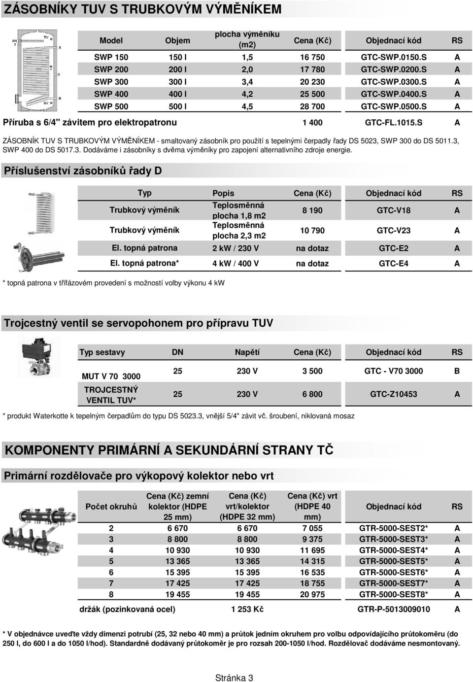 S ZÁSOBNÍK TUV S TRUBKOVÝM VÝMĚNÍKEM - smaltovaný zásobník pro použití s tepelnými čerpadly řady DS 5023, SWP 300 do DS 5011.3, SWP 400 do DS 5017.3. Dodáváme i zásobníky s dvěma výměníky pro zapojení alternativního zdroje energie.