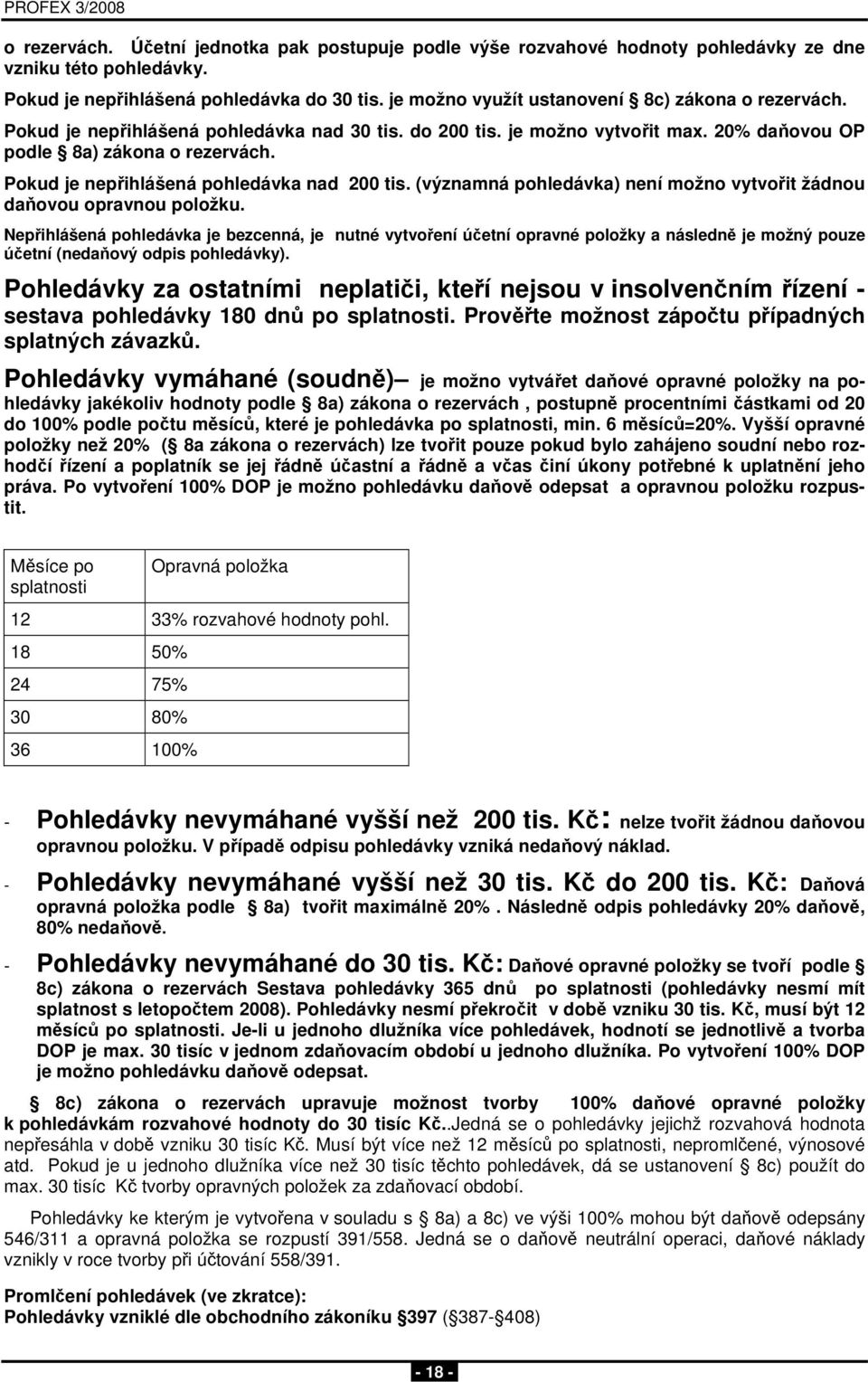 Pokud je nepřihlášená pohledávka nad 200 tis. (významná pohledávka) není možno vytvořit žádnou daňovou opravnou položku.