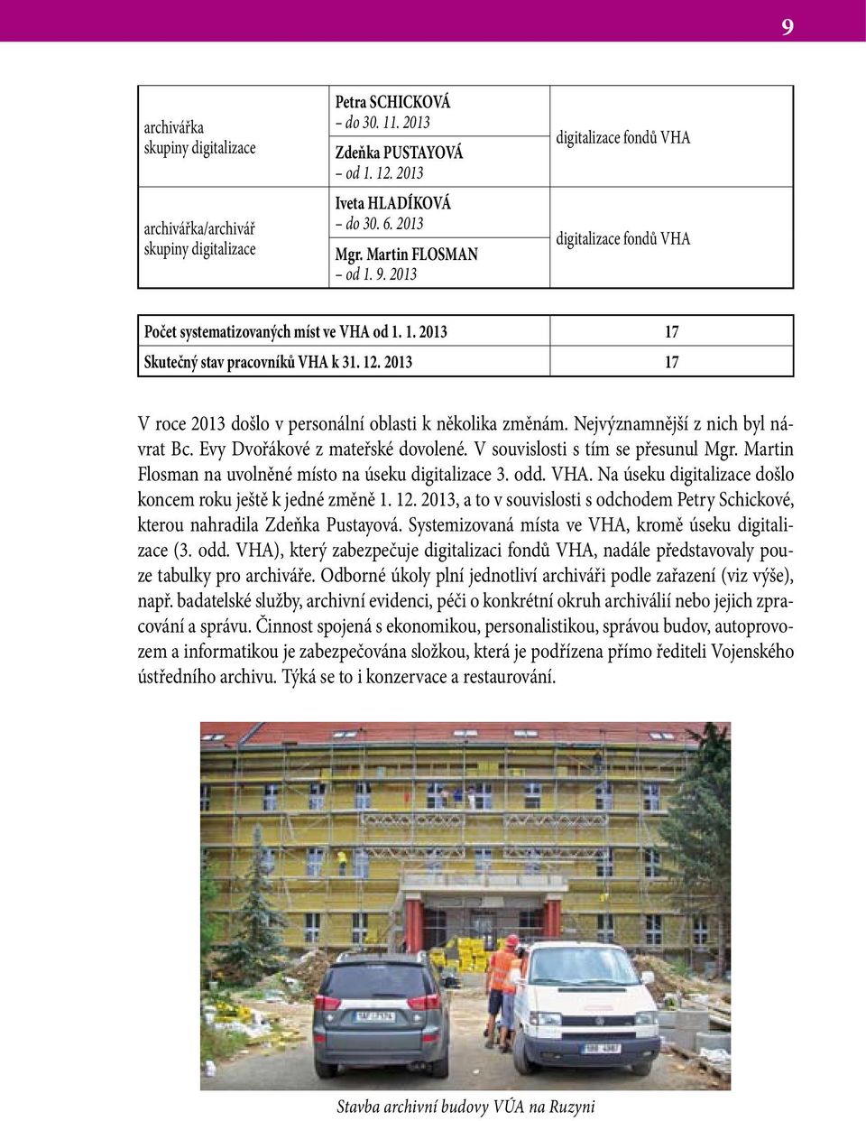 2013 17 V roce 2013 došlo v personální oblasti k několika změnám. Nejvýznamnější z nich byl návrat Bc. Evy Dvořákové z mateřské dovolené. V souvislosti s tím se přesunul Mgr.