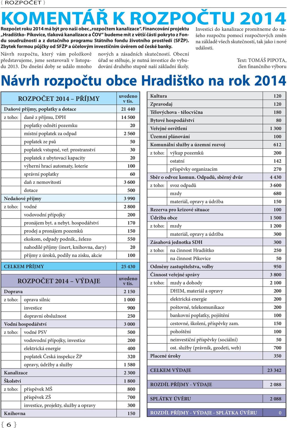 Zbytek formou půjčky od SFŽP a účelovým investičním úvěrem od české banky. Návrh rozpočtu, který vám položkově představujeme, jsme sestavovali v listopadu 2013.