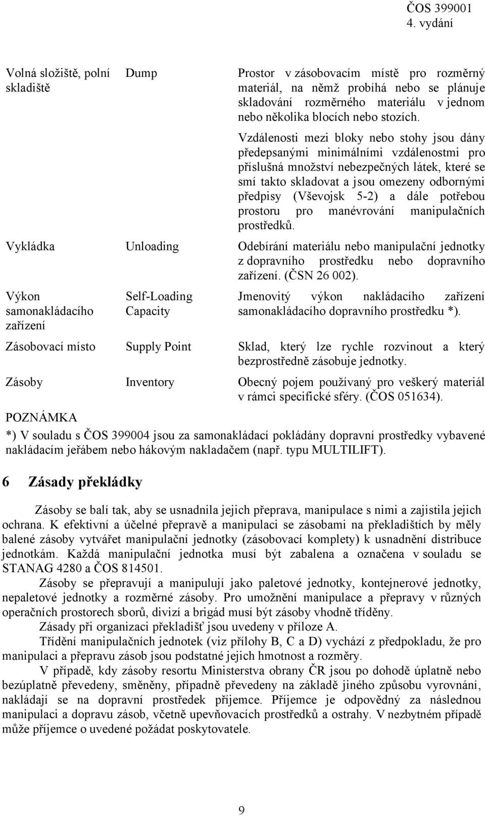 5-2) a dále potřebou prostoru pro manévrování manipulačních prostředků. Vykládka Unloading Odebírání materiálu nebo manipulační jednotky z dopravního prostředku nebo dopravního zařízení. (ČSN 26 002).