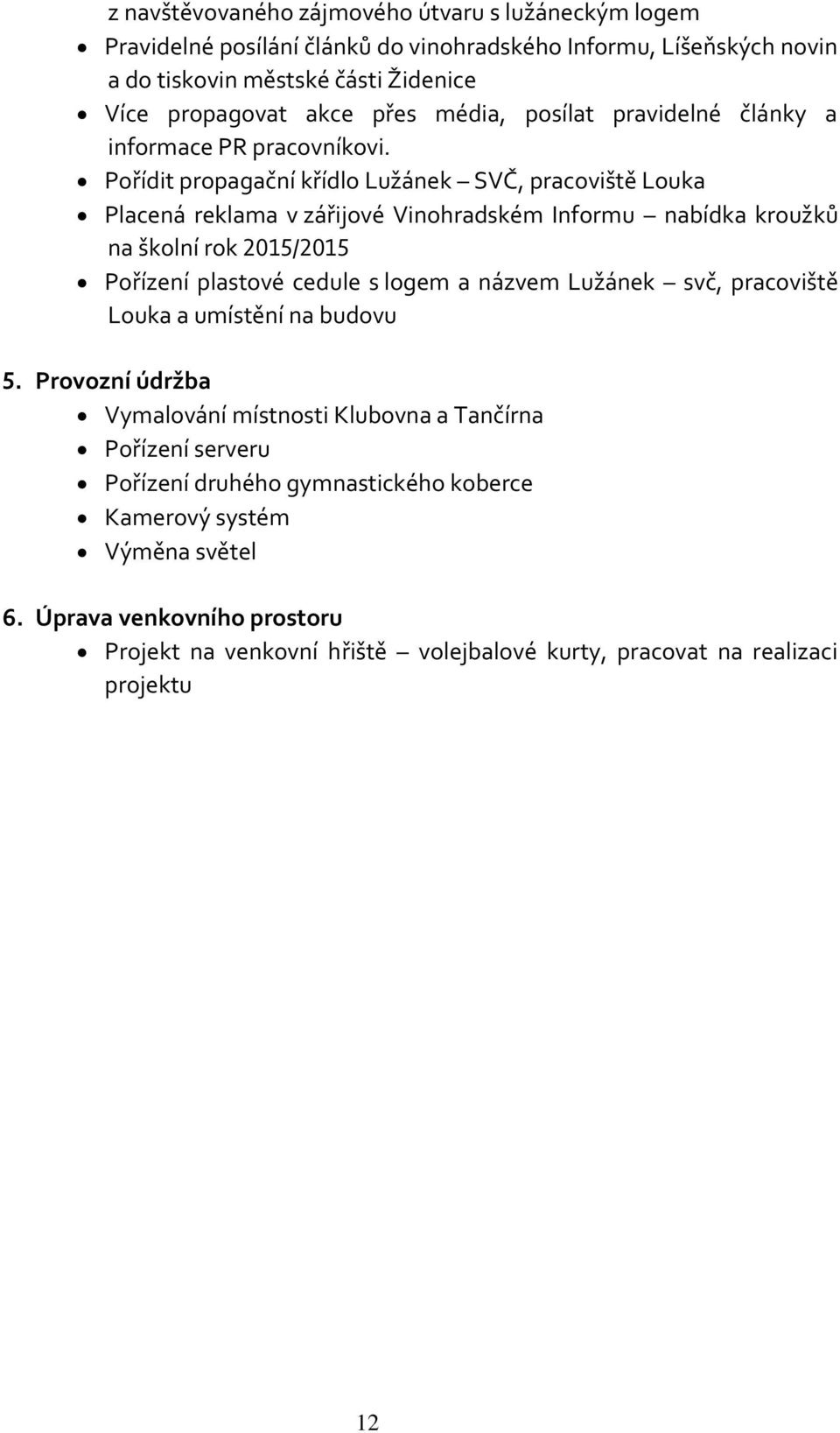 Pořídit propagační křídlo Lužánek SVČ, pracoviště Louka Placená reklama v zářijové Vinohradském Informu nabídka kroužků na školní rok 2015/2015 Pořízení plastové cedule s logem a