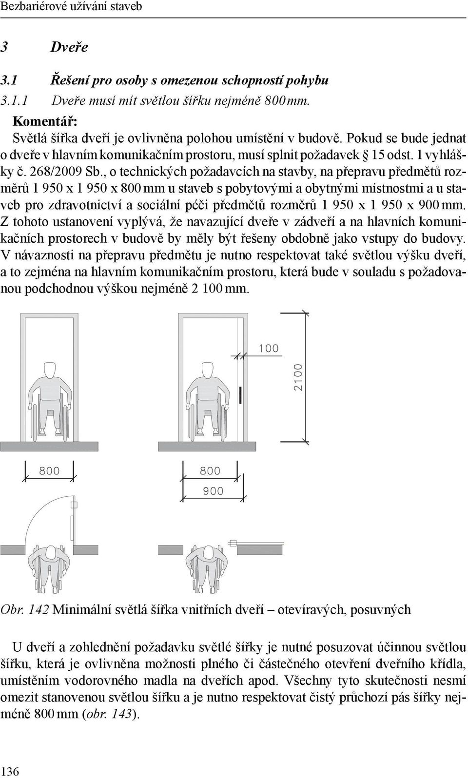 , o technických požadavcích na stavby, na přepravu předmětů rozměrů 1 950 x 1 950 x 800 mm u staveb s pobytovými a obytnými místnostmi a u staveb pro zdravotnictví a sociální péči předmětů rozměrů 1