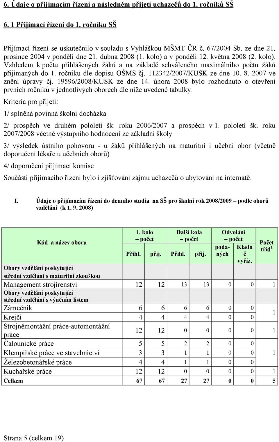 ročníku dle dopisu OŠMS čj. 112342/2007/KUSK ze dne 10. 8. 2007 ve znění úpravy čj. 19596/2008/KUSK ze dne 14.