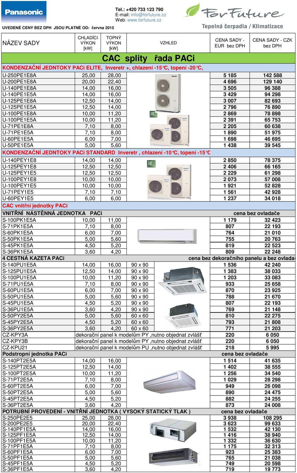 U-100PE1E5A 10,00 11,20 2 391 65 753 U-71PE1E8A 7,10 8,00 2 205 60 638 U-71PE1E5A 7,10 8,00 1 890 51 975 U-60PE1E5A 6,00 7,00 1 698 46 695 U-50PE1E5A 5,00 5,60 1 438 39 545 KONDENZAČNÍ JEDNTOKY PACi