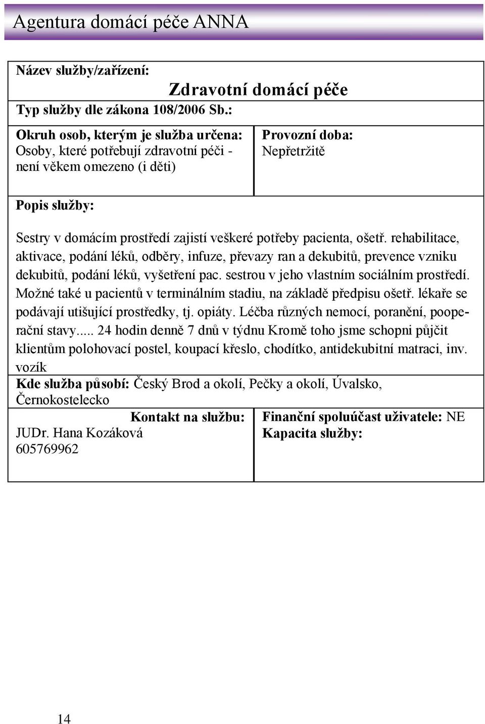 rehabilitace, aktivace, podání léků, odběry, infuze, převazy ran a dekubitů, prevence vzniku dekubitů, podání léků, vyšetření pac. sestrou v jeho vlastním sociálním prostředí.