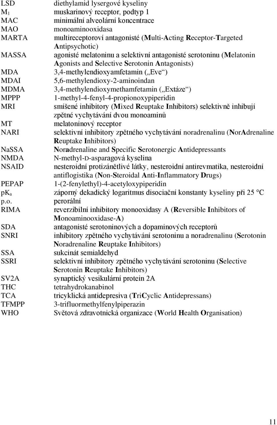 5,6-methylendioxy-2-aminoindan MDMA 3,4-methylendioxymethamfetamin ( Extáze ) MPPP 1-methyl-4-fenyl-4-propionoxypiperidin MRI smíšené inhibitory (Mixed Reuptake Inhibitors) selektivně inhibují zpětné