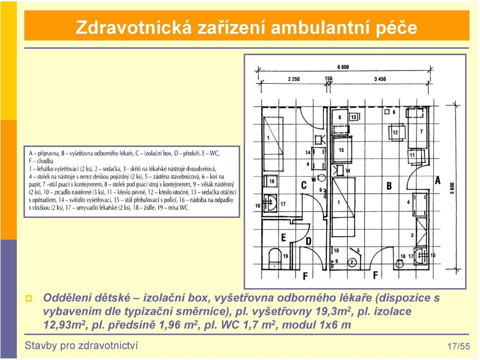 vyšetřovny 19,3m 2, pl. izolace 12,93m 2, pl.