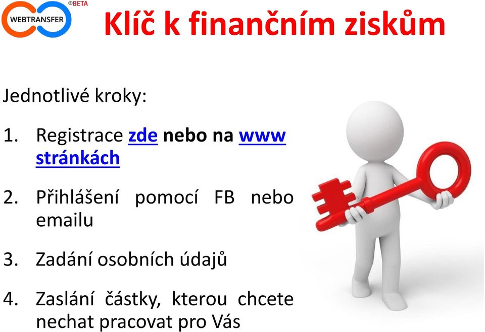 Přihlášení pomocí FB nebo emailu 3.