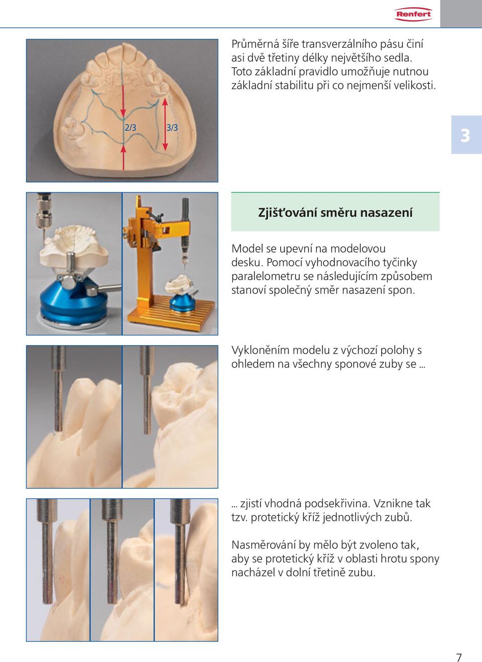2/3 3/3 3 Zjišťování směru nasazení Model se upevní na modelovou desku.