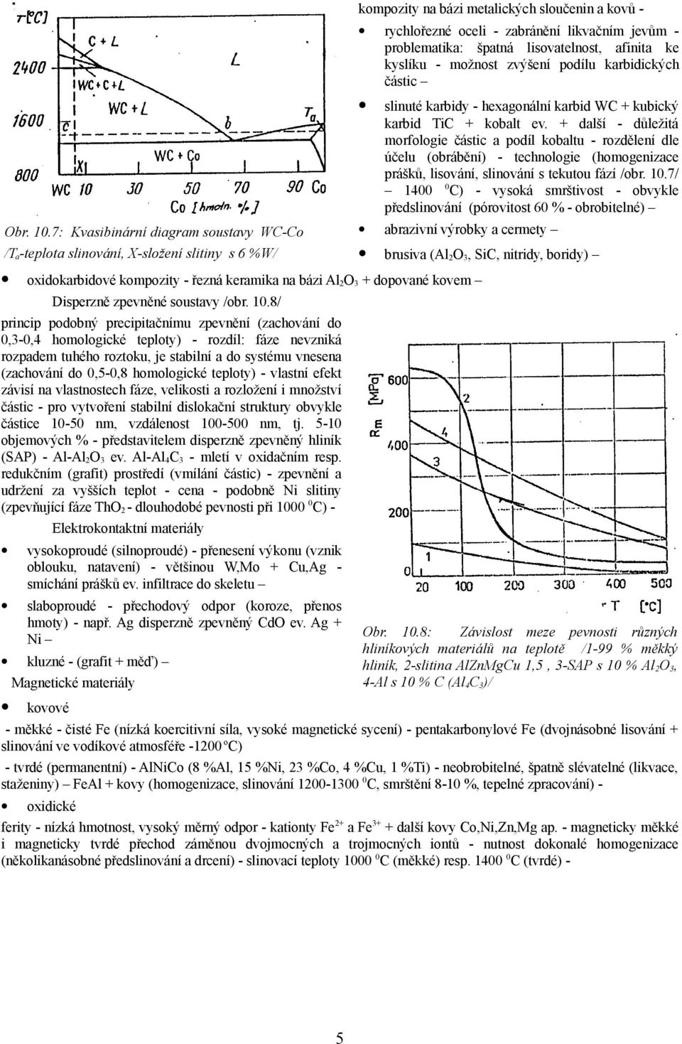 špatná lisovatelnost, afinita ke kyslíku - možnost zvýšení podílu karbidických částic slinuté karbidy - hexagonální karbid WC + kubický karbid TiC + kobalt ev.