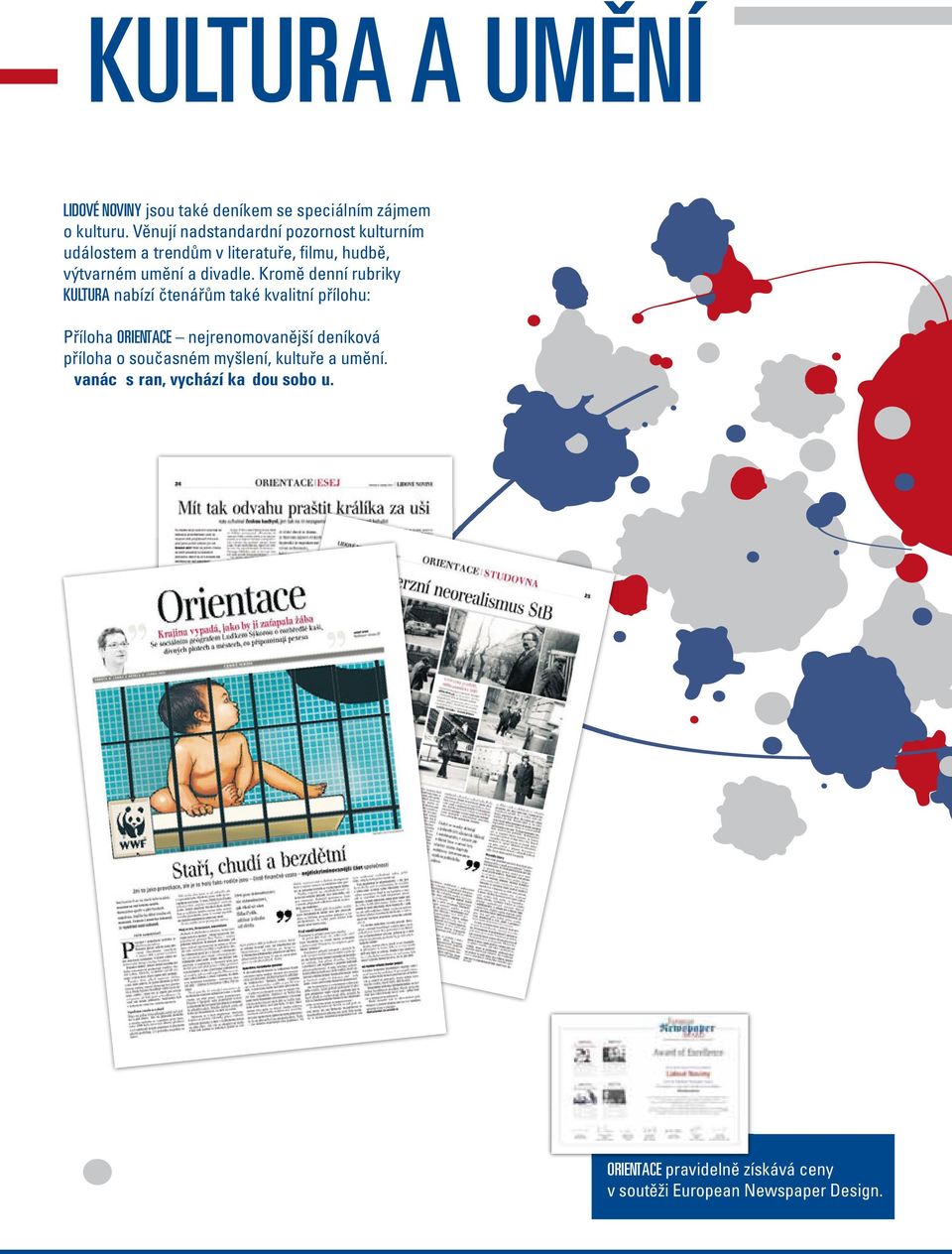 Kromě denní rubriky KuLTurA nabízí čtenářům také kvalitní přílohu: Příloha OrIeNTAce nejrenomovanější deníková