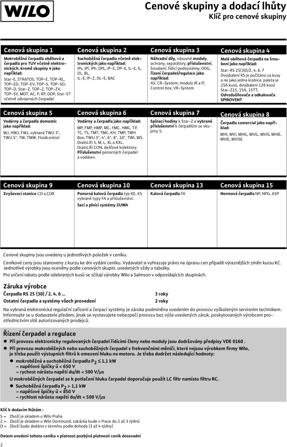 například: IPs, IPl, IPh, DPL, IP-E, DP-E, IL-E, IL, DL, BL, IL-E, IP-Z, DL-E, BAC Cenová skupina 3 Náhradní díly, násuvné moduly, ochrany, separátory, příslušenství, šroubení, řídící podsystémy,