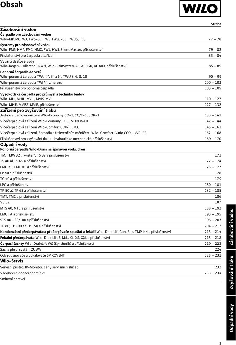 Wilo-ponorná čerpadla TWU 4, 3 a 6, TWU 8, 6, 8, 10 90 99 Wilo-ponorná čerpadla TWI 4, z nerezu 100 102 Příslušenství pro ponorná čerpadla 103 109 Vysokotlaká čerpadla pro průmysl a techniku budov