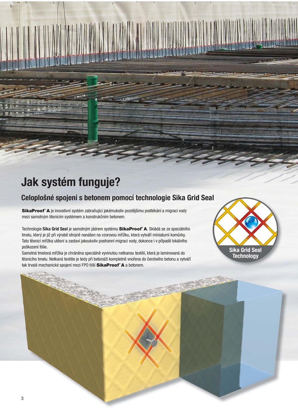 konstrukčním betonem. Technologie Sika Grid Seal je samotným jádrem systému SikaProof A.