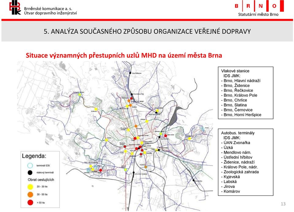 - Brno, Slatina -Brno, Černovice - Brno, Horní Heršpice Autobus. terminály IDS JMK: -ÚAN Zvonařka - Úzká - Mendlovo nám.