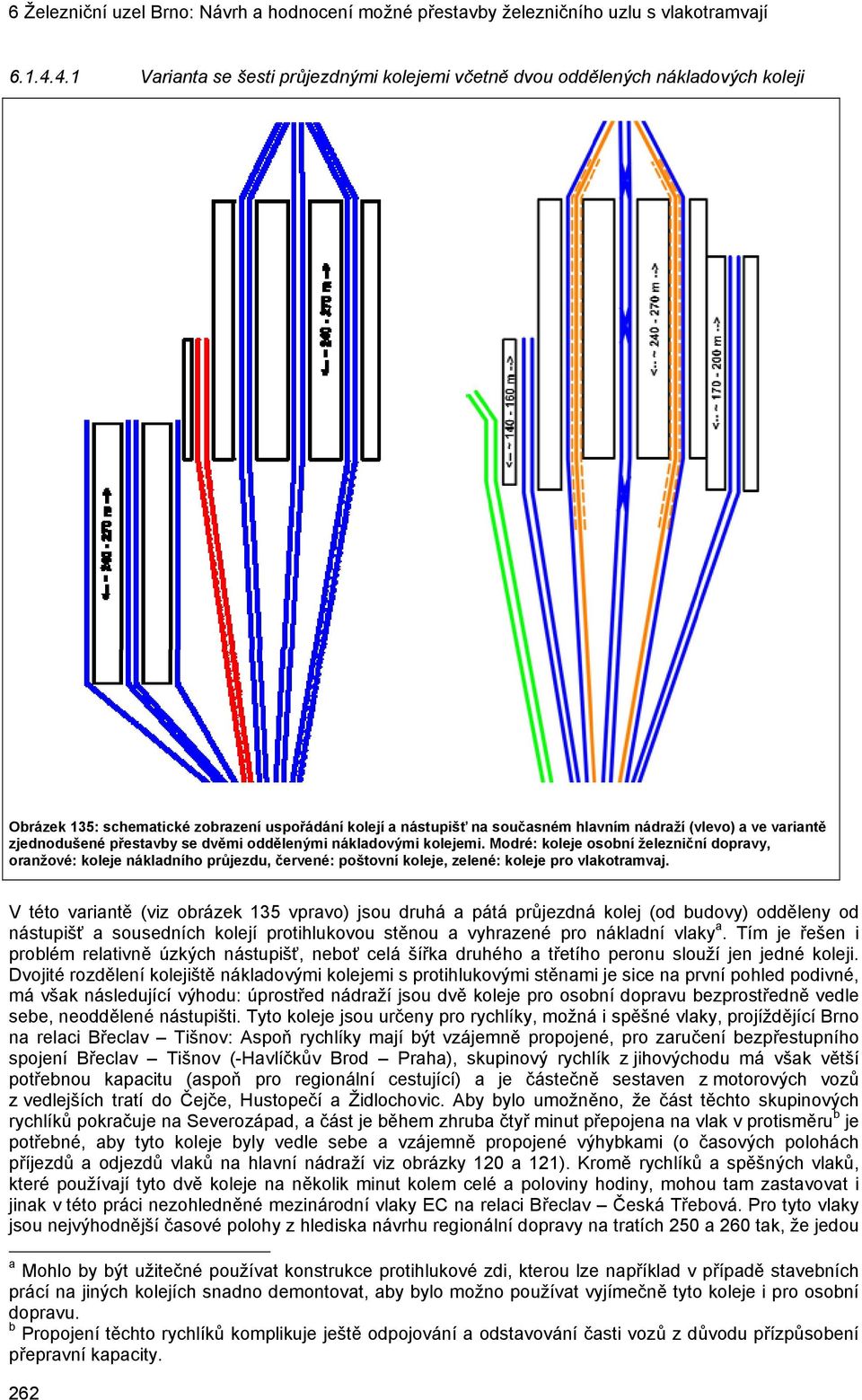 variantě zjednodušené přestavby se dvěmi oddělenými nákladovými kolejemi.
