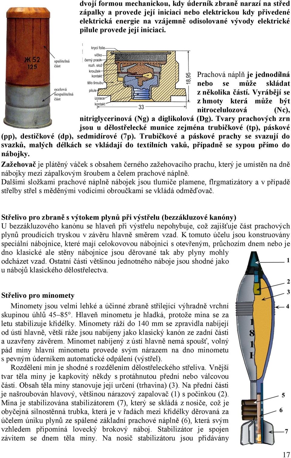 Tvary prachových zrn jsou u dělostřelecké munice zejména trubičkové (tp), páskové (pp), destičkové (dp), sedmidírové (7p).