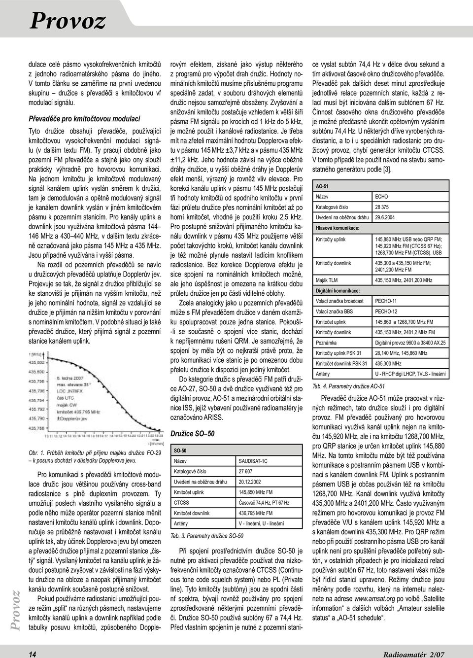 Převaděče pro kmitočtovou modulaci Tyto družice obsahují převaděče, používající kmitočtovou vysokofrekvenční modulaci signálu (v dalším textu FM).