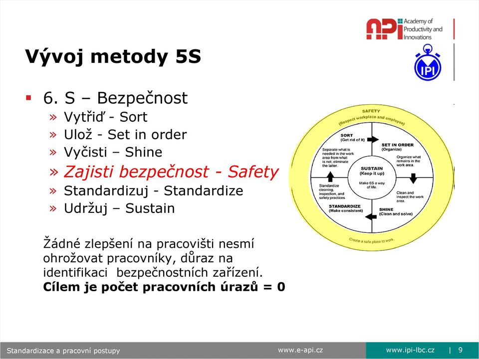 Safety» Standardizuj - Standardize» Udrţuj Sustain Ţádné zlepšení na pracovišti nesmí