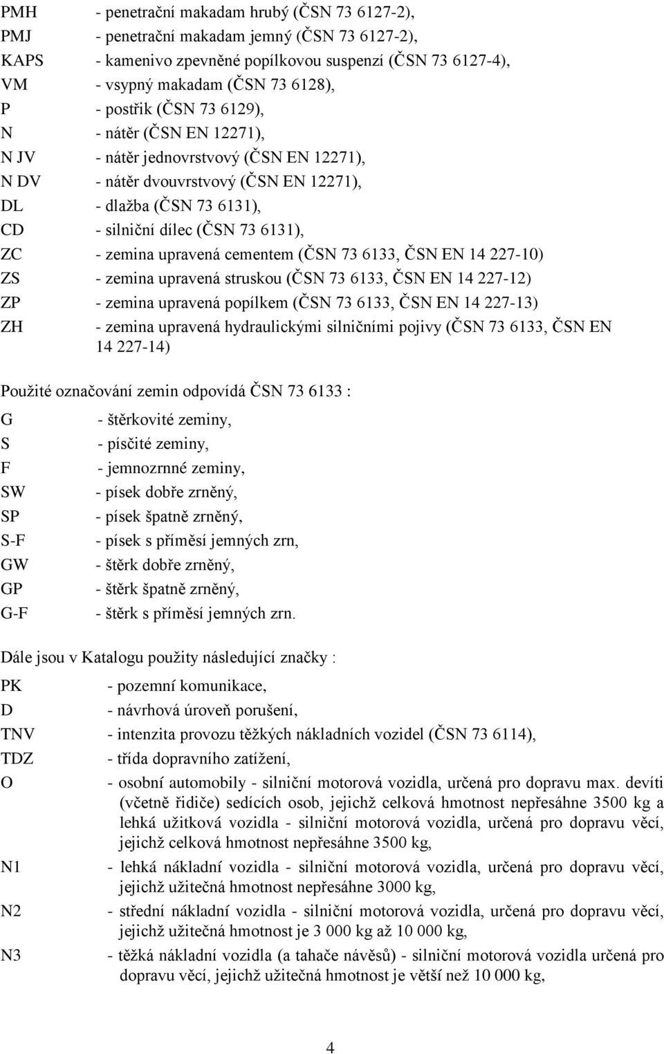 - zemina upravená cementem (ČSN 73 6133, ČSN EN 14 227-10) ZS - zemina upravená struskou (ČSN 73 6133, ČSN EN 14 227-12) ZP - zemina upravená popílkem (ČSN 73 6133, ČSN EN 14 227-13) ZH - zemina