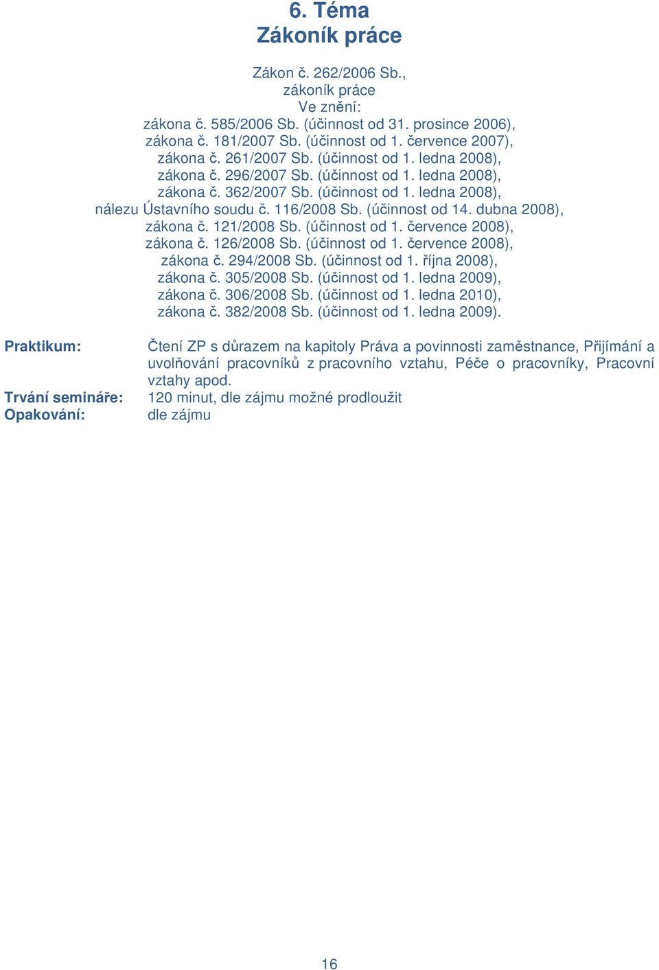 (účinnost od 14. dubna 2008), zákona č. 121/2008 Sb. (účinnost od 1. července 2008), zákona č. 126/2008 Sb. (účinnost od 1. července 2008), zákona č. 294/2008 Sb. (účinnost od 1. října 2008), zákona č.