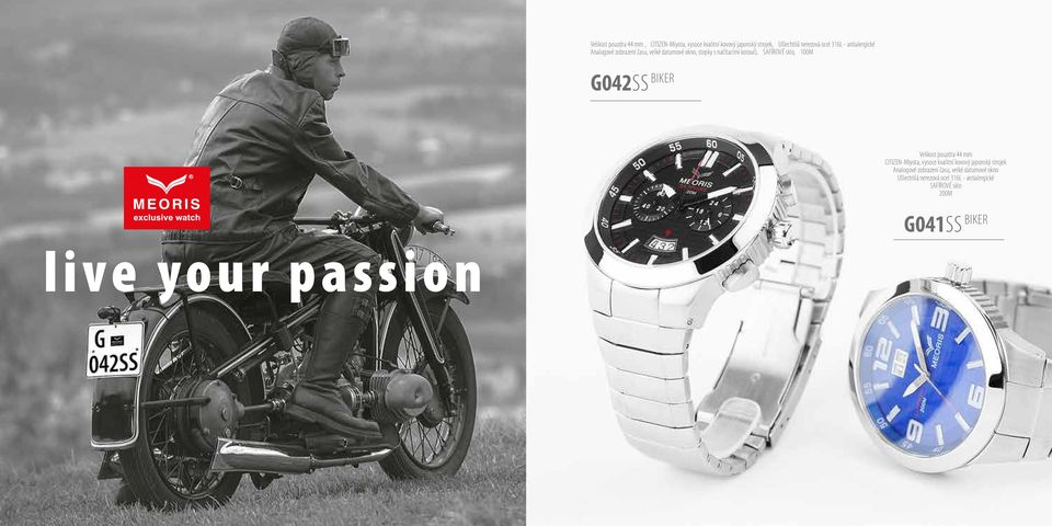 100M G042SS BIKER Velikost pouzdra 44 mm Analogové zobrazení