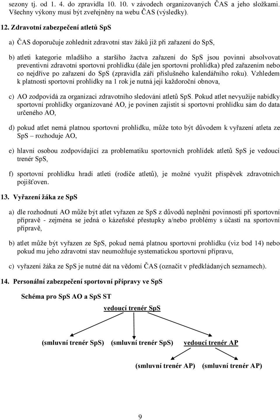 preventivní zdravotní sportovní prohlídku (dále jen sportovní prohlídka) před zařazením nebo co nejdříve po zařazení do SpS (zpravidla září příslušného kalendářního roku).