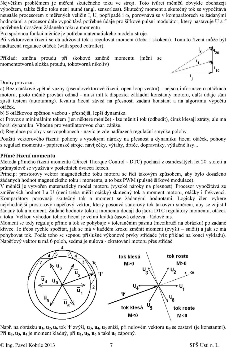 pro šířkově pulsní modulátor, který nastavuje U a f potřebné k dosaţení ţádaného toku a momentu. Pro správnou funkci měniče je potřeba matematického modelu stroje.