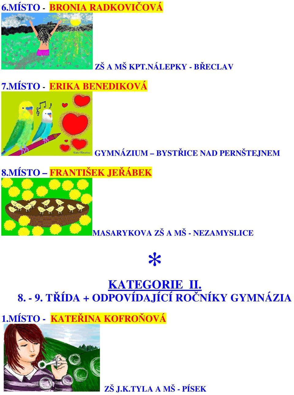 MÍSTO FRANTIŠEK JEŘÁBEK GYMNÁZIUM BYSTŘICE NAD PERNŠTEJNEM MASARYKOVA ZŠ