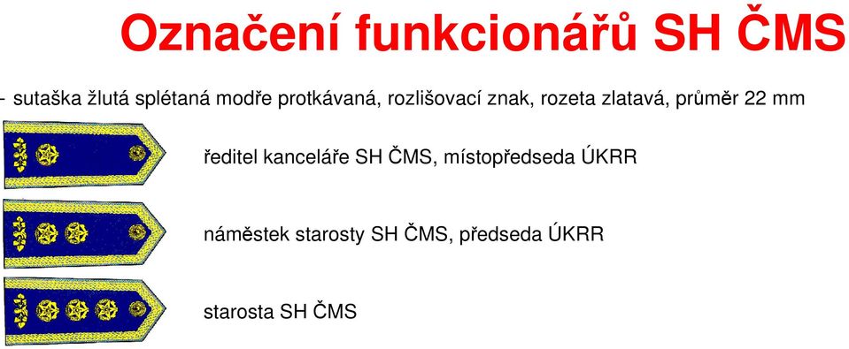 průměr 22 mm ředitel kanceláře SH ČMS, místopředseda