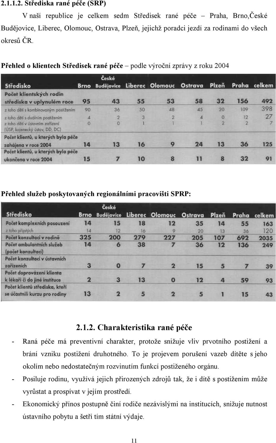 04 Přehled služeb poskytovaných regionálními pracovišti SPRP: 2.