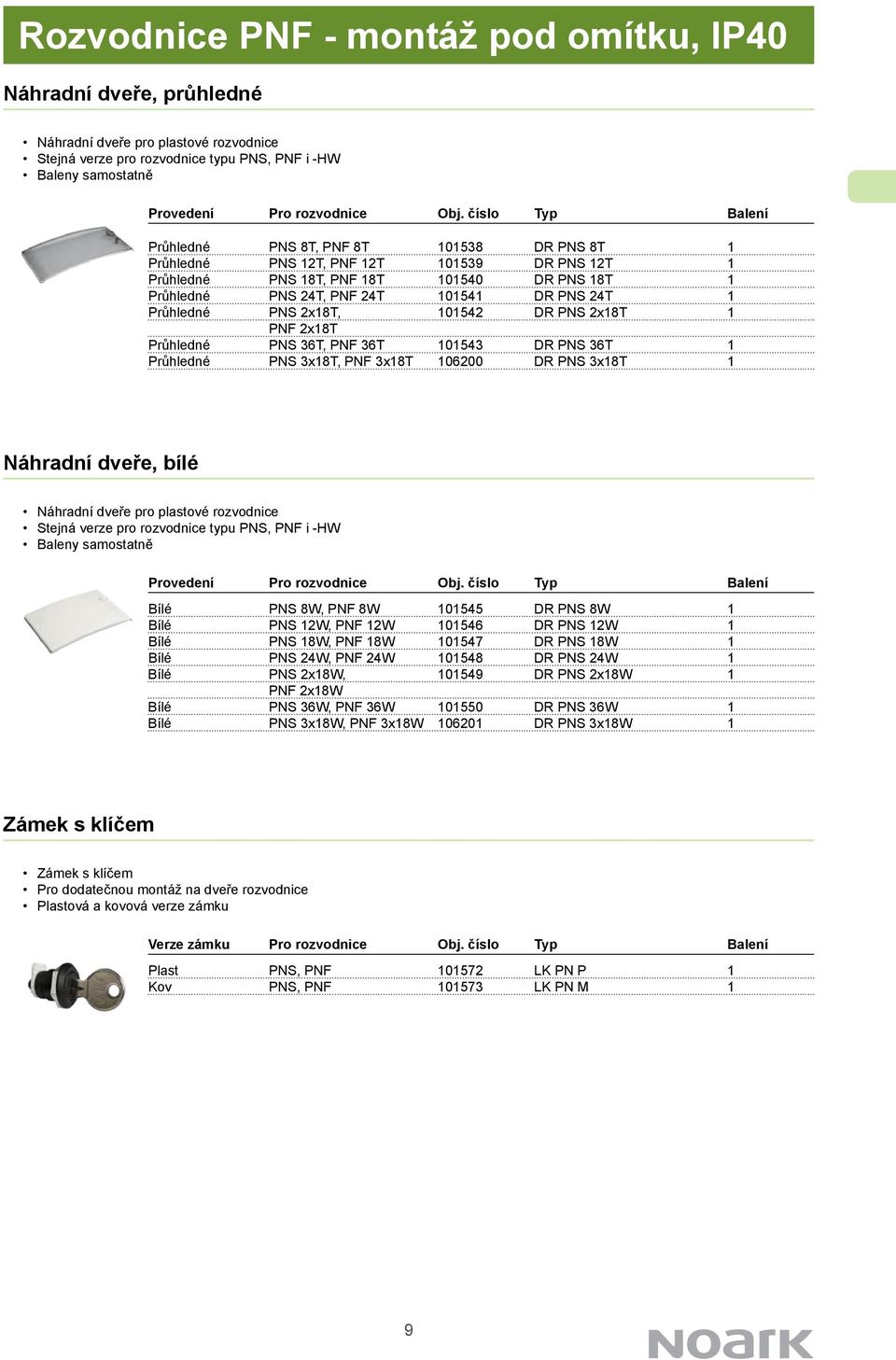 PNS 24T 1 Průhledné PNS 2x18T, 101542 DR PNS 2x18T 1 PNF 2x18T Průhledné PNS 36T, PNF 36T 101543 DR PNS 36T 1 Průhledné PNS 3x18T, PNF 3x18T 106200 DR PNS 3x18T 1 náhradní dveře, bílé Náhradní dveře