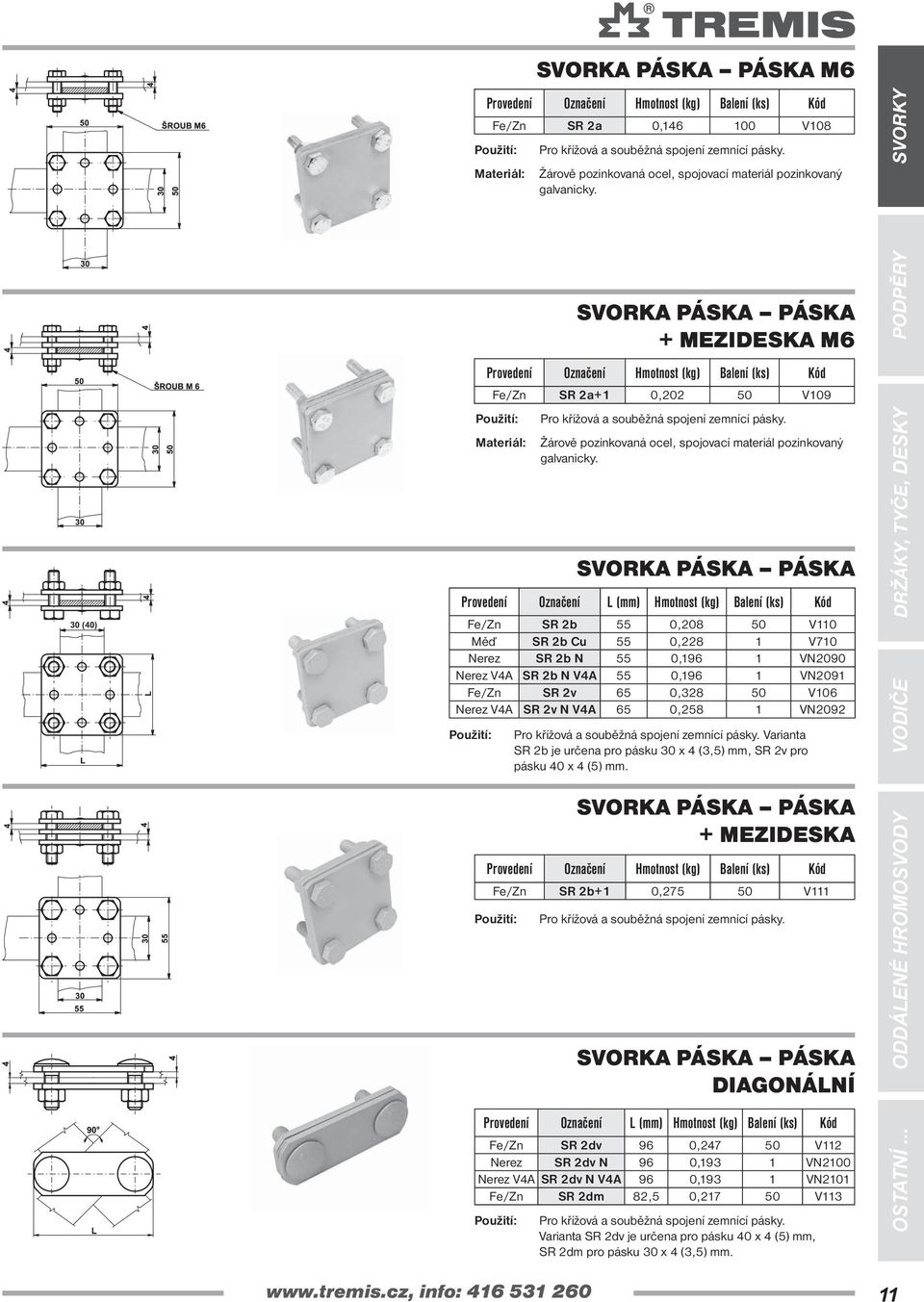 SVORKA PÁSKA PÁSKA SR 2b 55 0,208 50 V110 Měď SR 2b Cu 55 0,228 1 V710 Nerez SR 2b N 55 0,196 1 VN2090 Nerez V4A SR 2b N V4A 55 0,196 1 VN2091 SR 2v 65 0,328 50 V106 Nerez V4A SR 2v N V4A 65 0,258 1