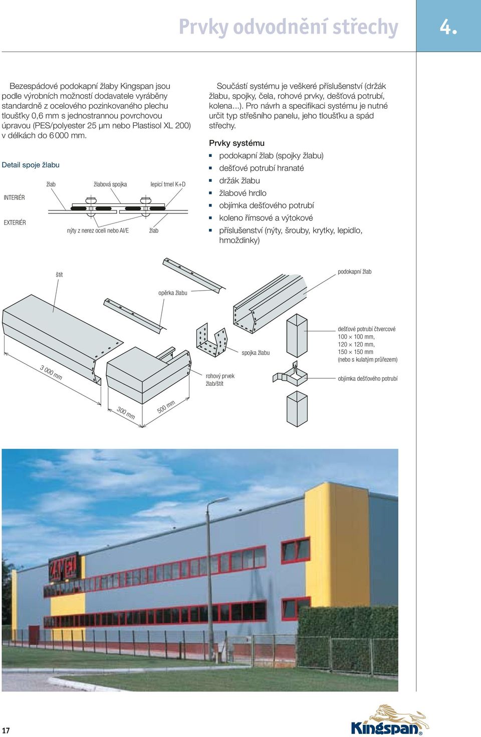 úpravou (PES/polyester 25 µm nebo Plastisol XL 200) v délkách do 6 000 mm.