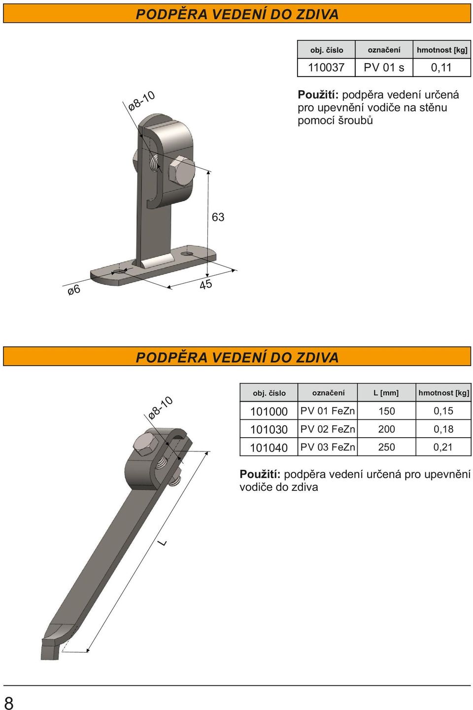 ZDIVA 0 1 8- ø 101000 PV 01 FeZn 150 0,15 101030 PV 02 FeZn 200 0,18 101040