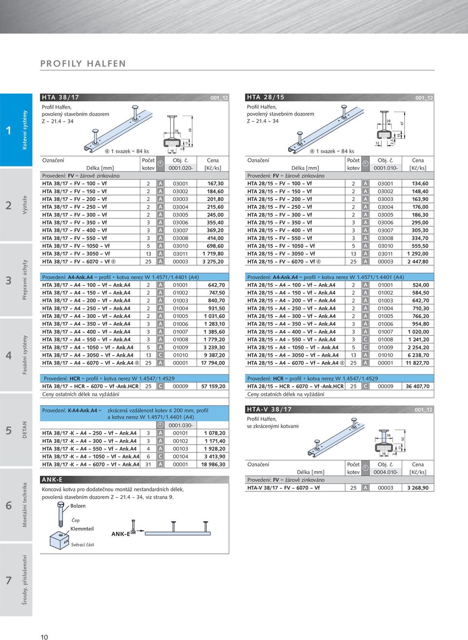 Vf 000 98,0 HTA 8/ FV 00 Vf 00 9,80 HTA 8/ FV 00 Vf 0000,0 Provedení: A-Ank.A = profil + kotva nerez W./.0 (A) HTA 8/ A 00 Vf Ank.A 000,0 HTA 8/ A 0 Vf Ank.A 000,0 HTA 8/ A 00 Vf Ank.