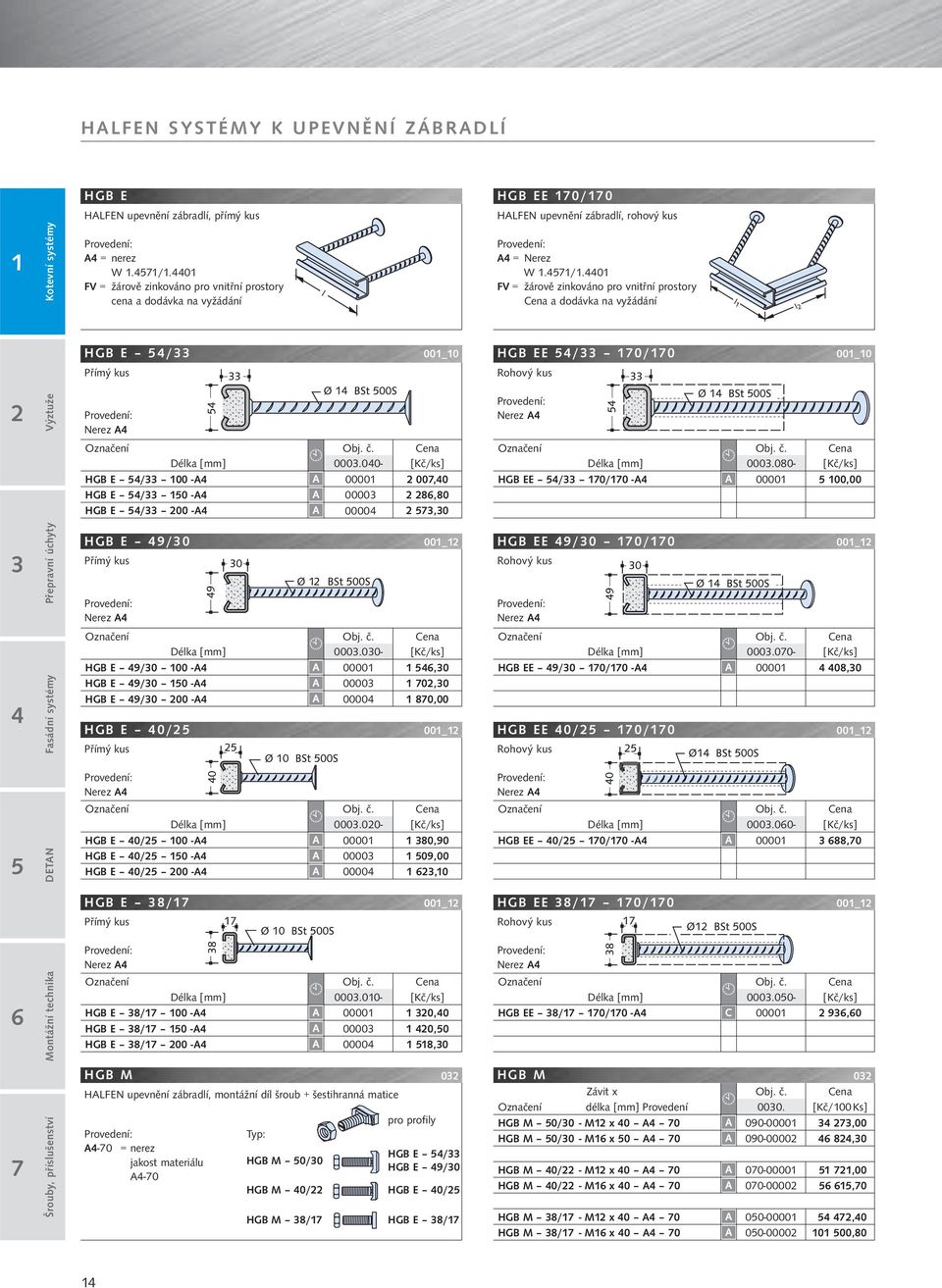 00- HGB E / 00 -A 0000 00,0 HGB E / 0 -A 0000 8,80 HGB E / 00 -A 0000,0 HGB E 9/0 Přímý kus Provedení: Nerez A Délka [mm] 000.