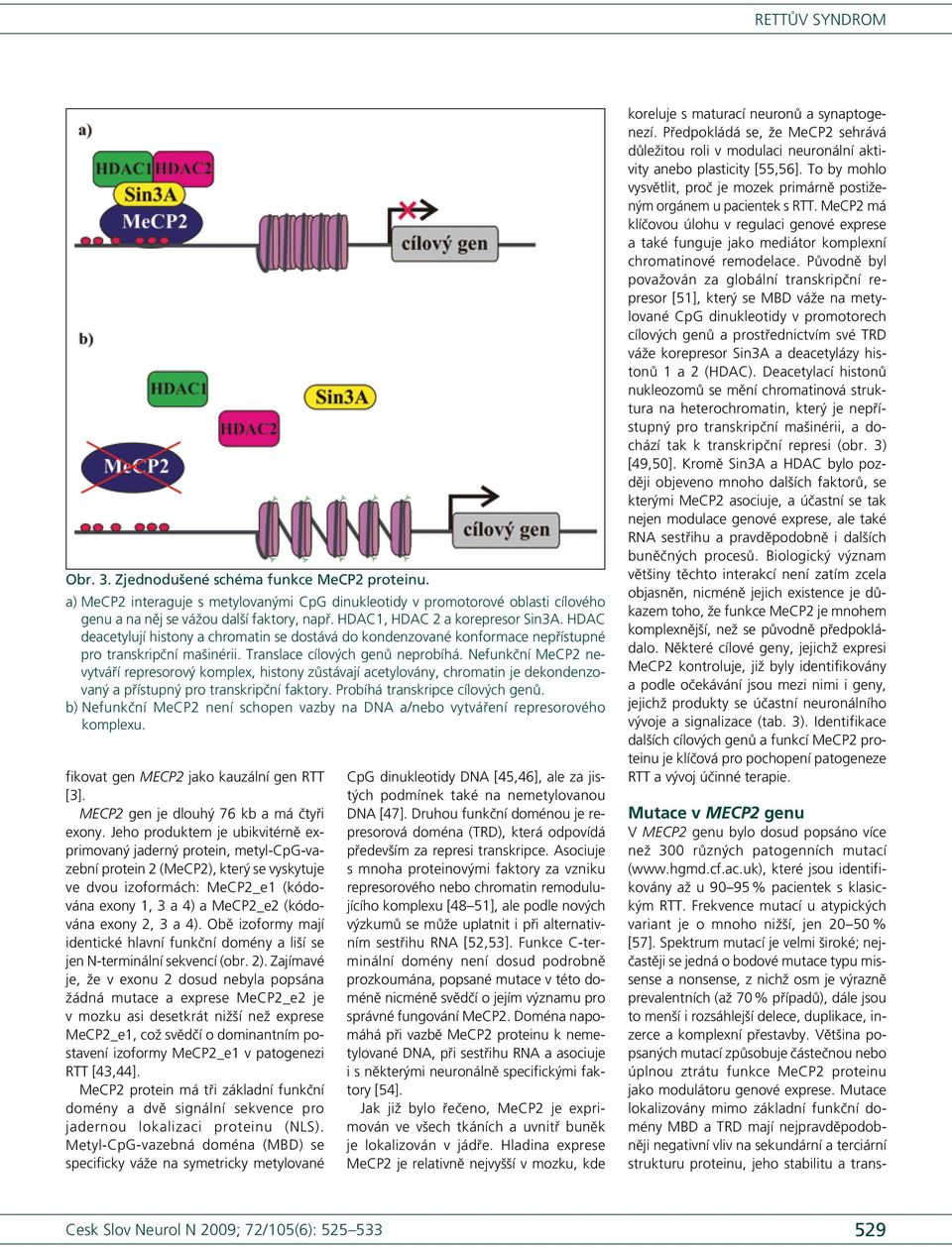 Nefunkční MeCP2 nevytváří represorový komplex, histony zůstávají acetylovány, chromatin je dekondenzovaný a přístupný pro transkripční faktory. Probíhá transkripce cílových genů.