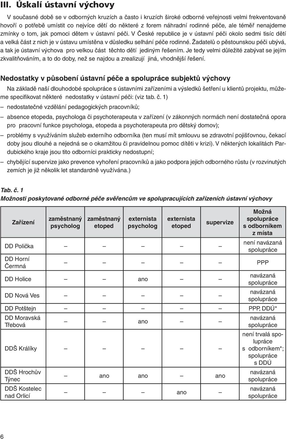 V České republice je v ústavní péči okolo sedmi tisíc dětí a velká část z nich je v ústavu umístěna v důsledku selhání péče rodinné.