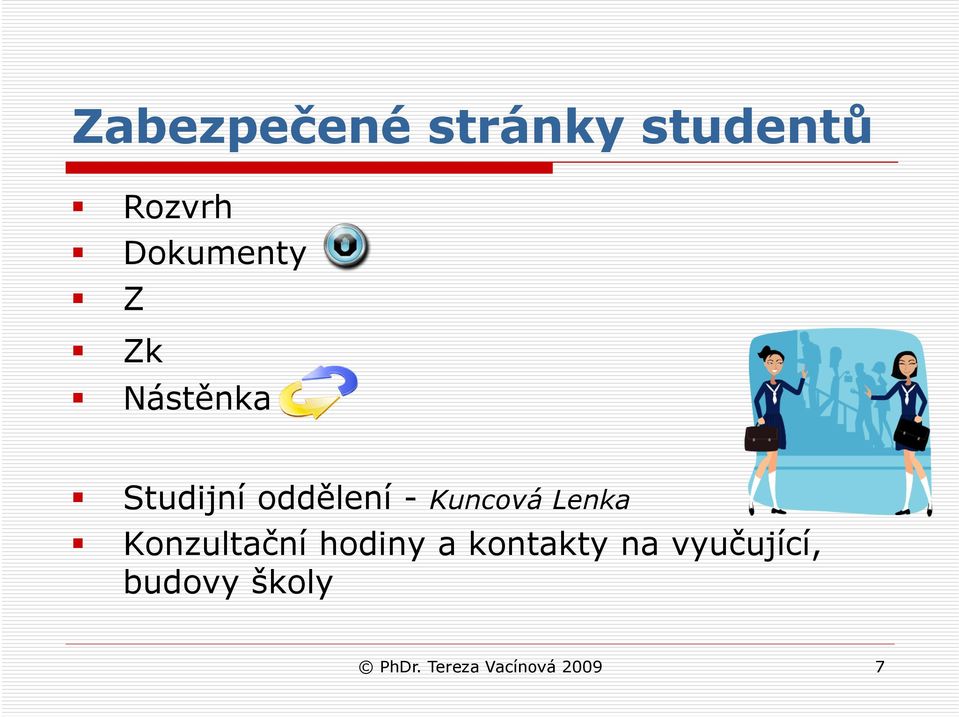 Kuncová Lenka Konzultační hodiny a kontakty