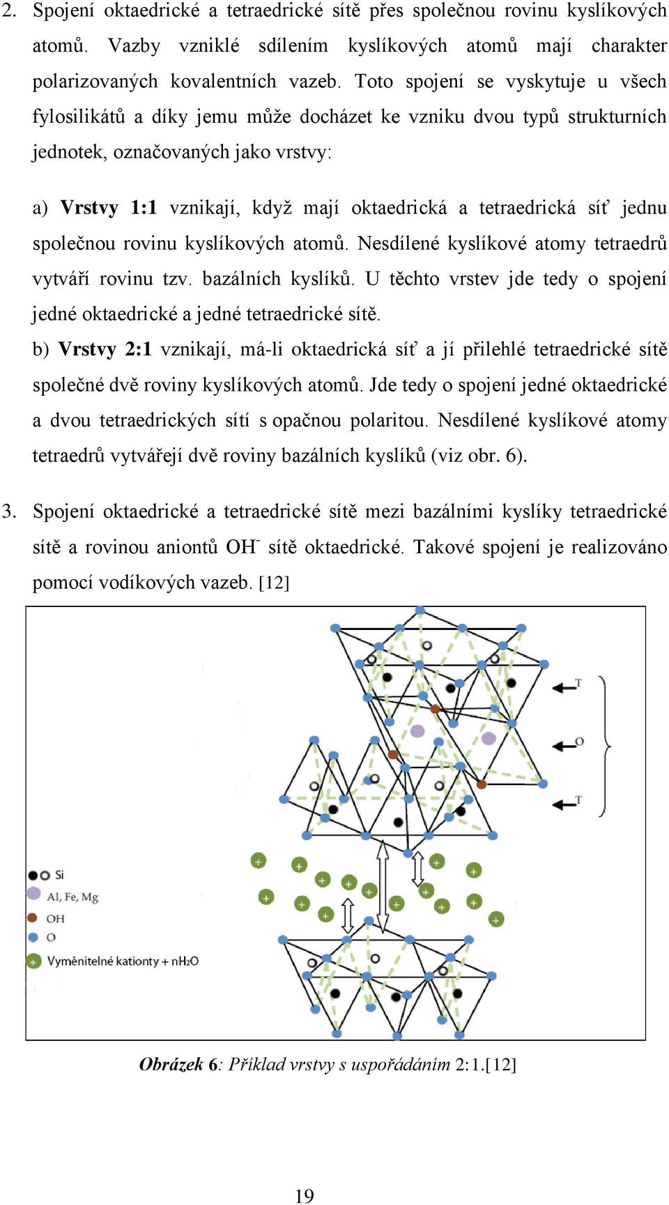 tetraedrická síť jednu společnou rovinu kyslíkových atomů. Nesdílené kyslíkové atomy tetraedrů vytváří rovinu tzv. bazálních kyslíků.