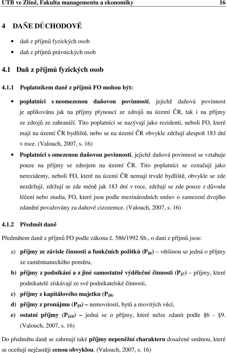 Daň z příjmů fyzických osob 4.1.